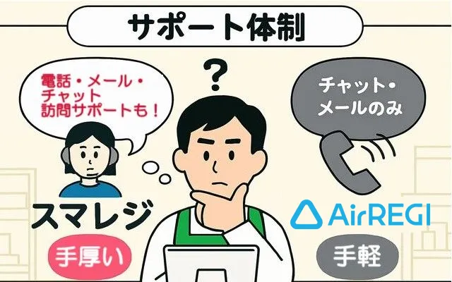 スマレジとエアレジをサポートで比較