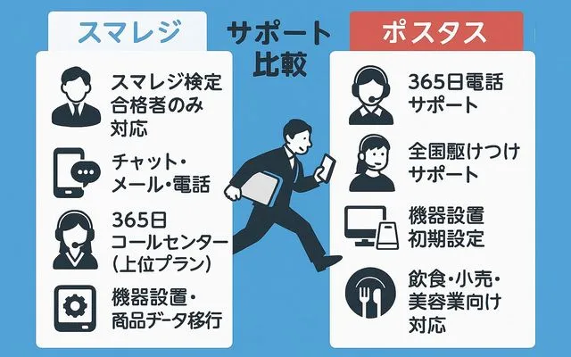 スマレジとポスタスをサポートで比較