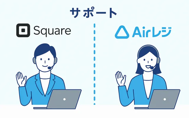スクエアとエアレジをサポートで比較