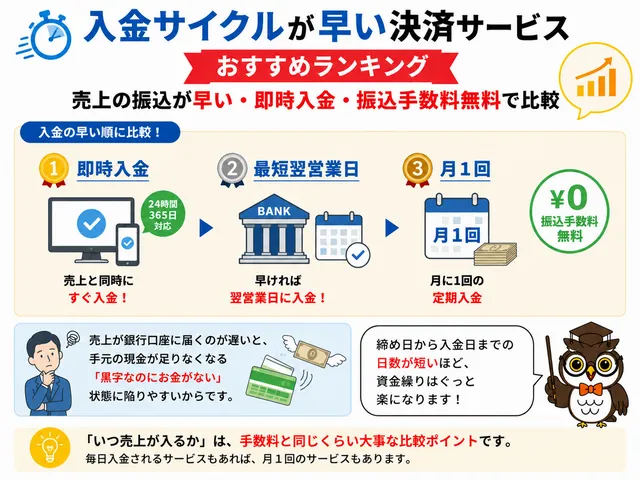 入金サイクルが早い決済おすすめ9選